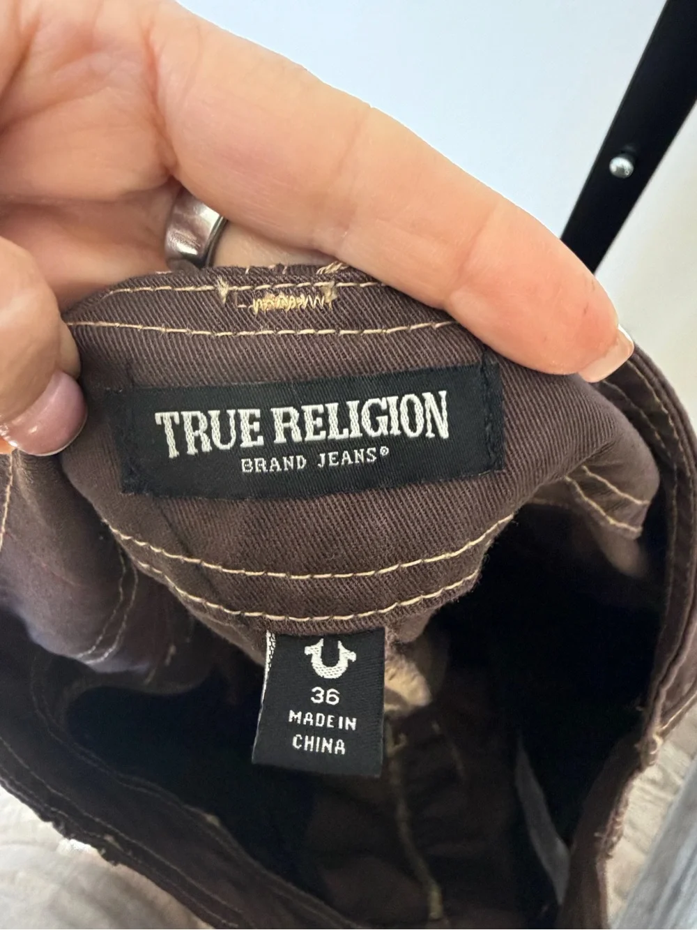 True Religion Baggy Embroidered Horseshoe Cargo Pants Bracken Brown 36 NWT Y2K